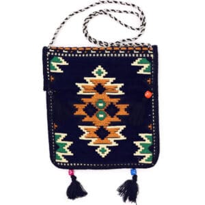 kilim boho taska modra