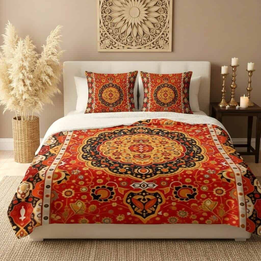 orientalna plysova deka + 2 vankuse Bahar - 3-dielny set