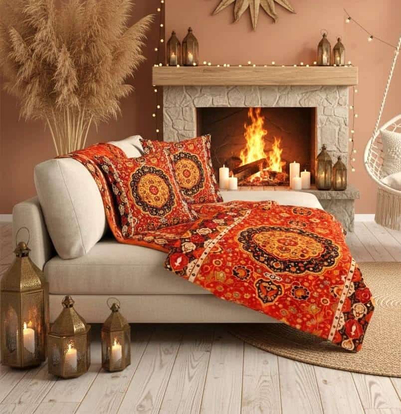 orientalna plysova deka + 2 vankuse Bahar