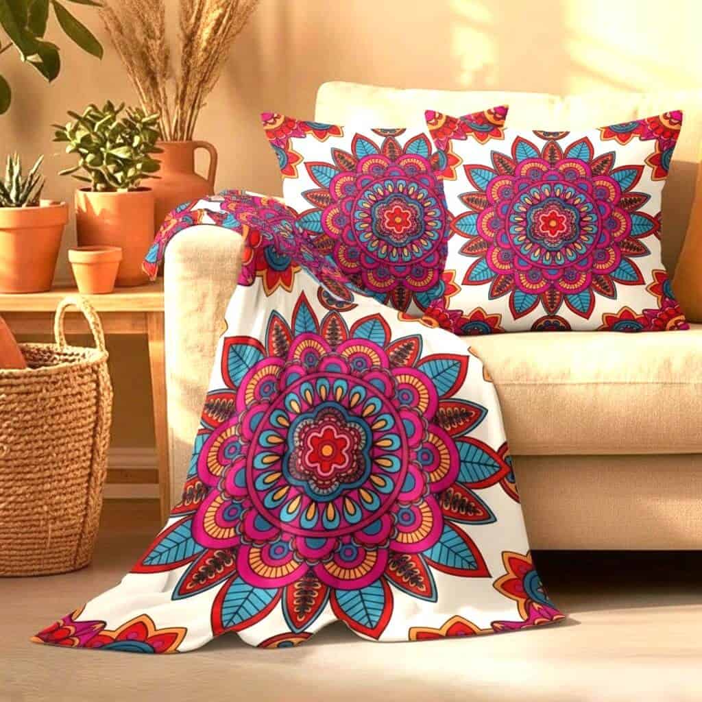 plysova deka + 2 vankuse jasin-3-dielny set